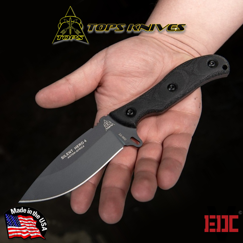 Dụng cụ dao camping dã ngoại sinh tồn Tops Knives - Silent Hero 4 USA