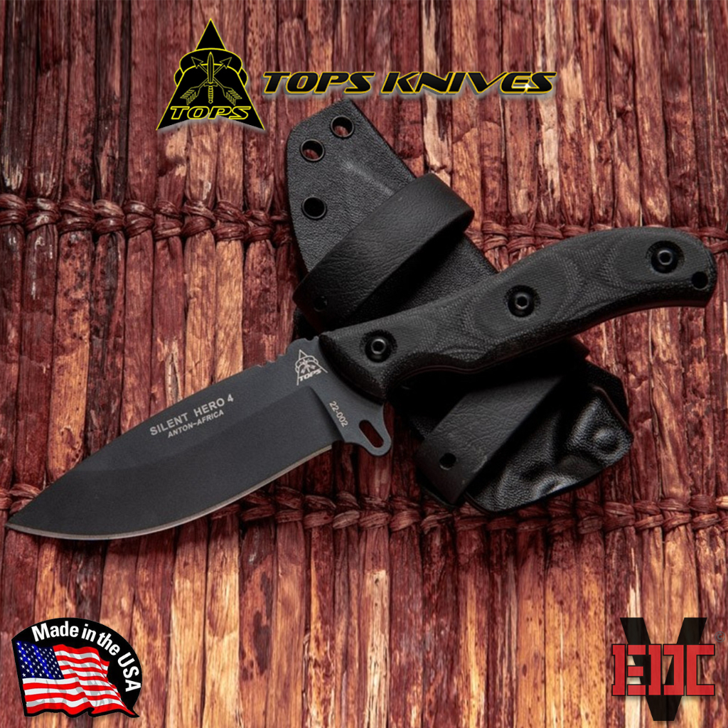 Dụng cụ dao camping dã ngoại sinh tồn Tops Knives - Silent Hero 4 USA
