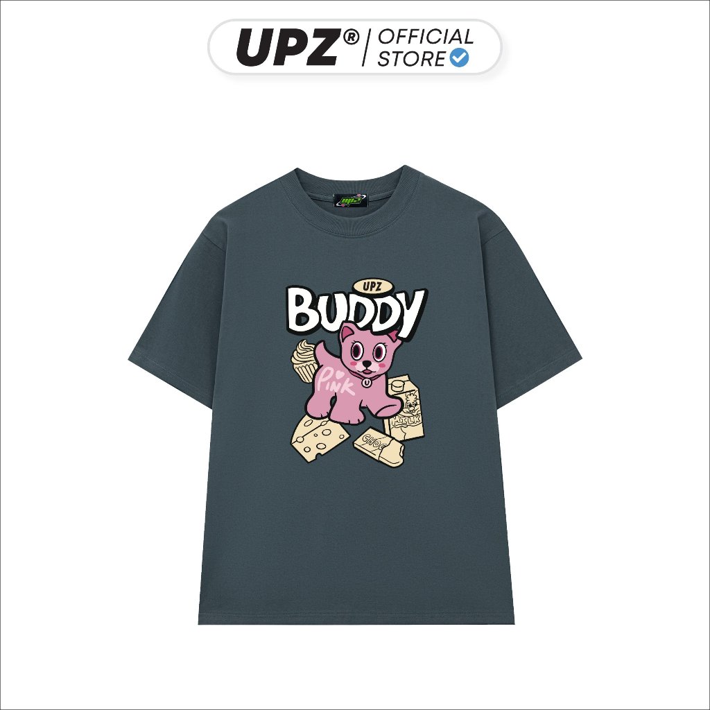 UPZ Áo Thun Cotton Unisex Form Rộng Tay Ngắn In Hoạ Tiết BUDDY (6 Màu)