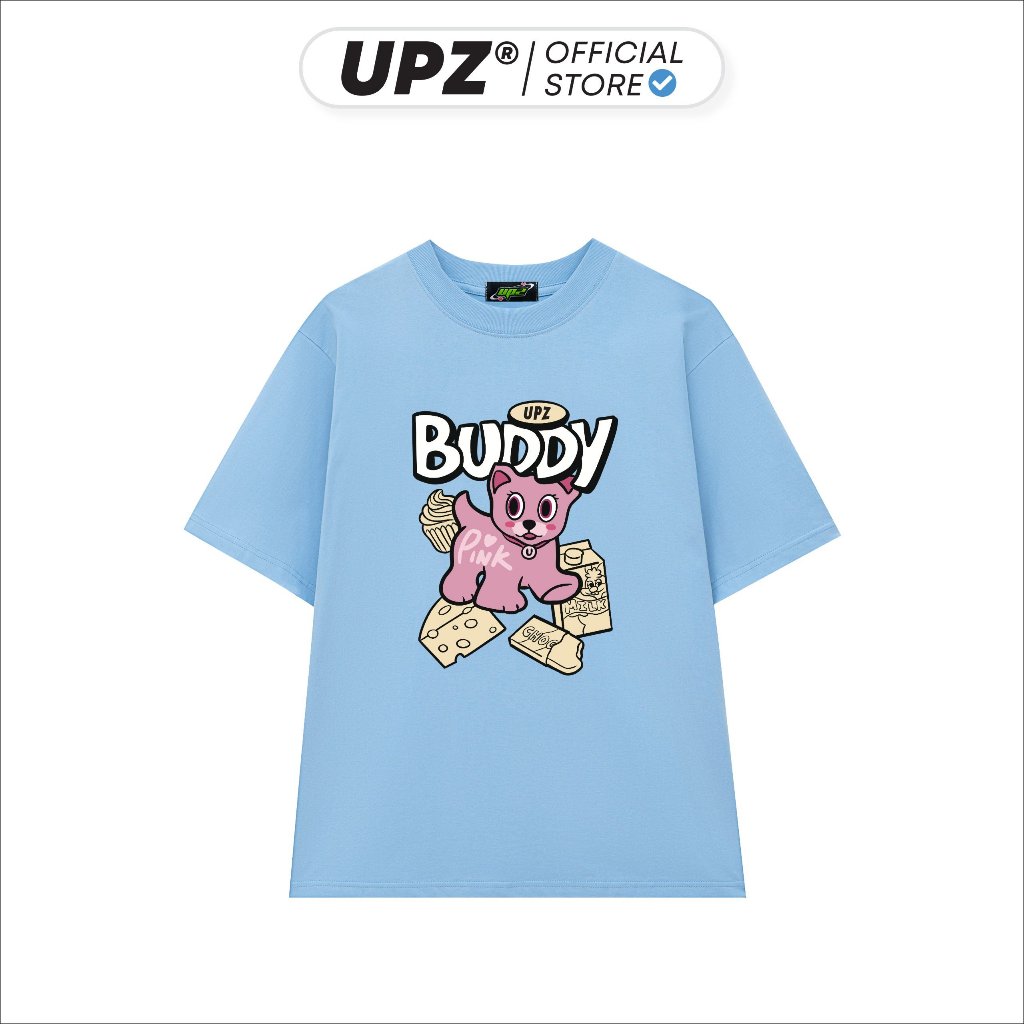 UPZ Áo Thun Cotton Unisex Form Rộng Tay Ngắn In Hoạ Tiết BUDDY (6 Màu)