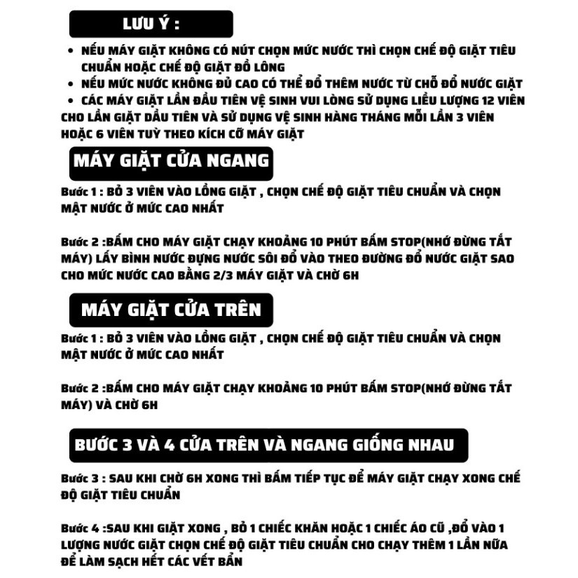 Hộp 6 viên tẩy lồng, viên vệ sinh máy giặt siêu sạch