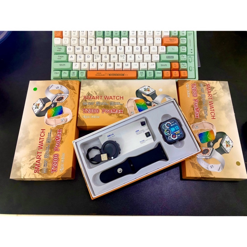 Đồng hồ thông minh T2000 Promax viền thép, Nghe gọi 2 chiều, chơi đươc Game, Màn hình chờ AOD