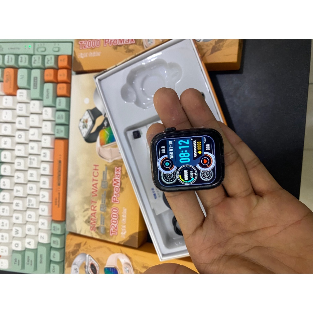 Đồng hồ thông minh T2000 Promax viền thép, Nghe gọi 2 chiều, chơi đươc Game, Màn hình chờ AOD