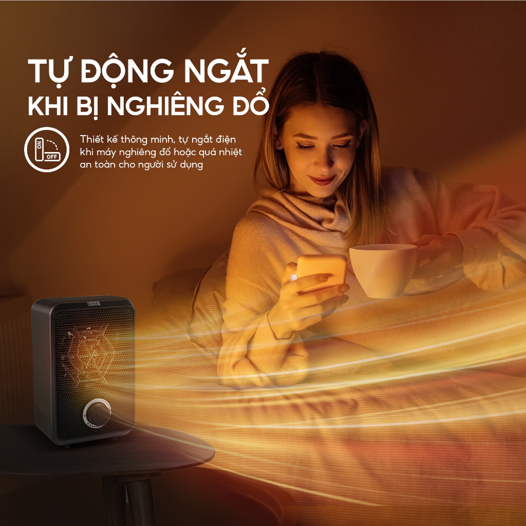 Máy sưởi mini để bàn Lebenlang LBL0276, công suất 600W, làm ấm góc rộng, nóng nhanh, nhỏ gọn tiện lợi - hàng chính hãng