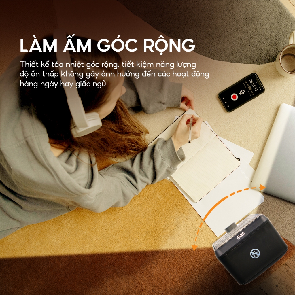 Máy sưởi mini để bàn Lebenlang LBL0276, công suất 600W, làm ấm góc rộng, nóng nhanh, nhỏ gọn tiện lợi - hàng chính hãng