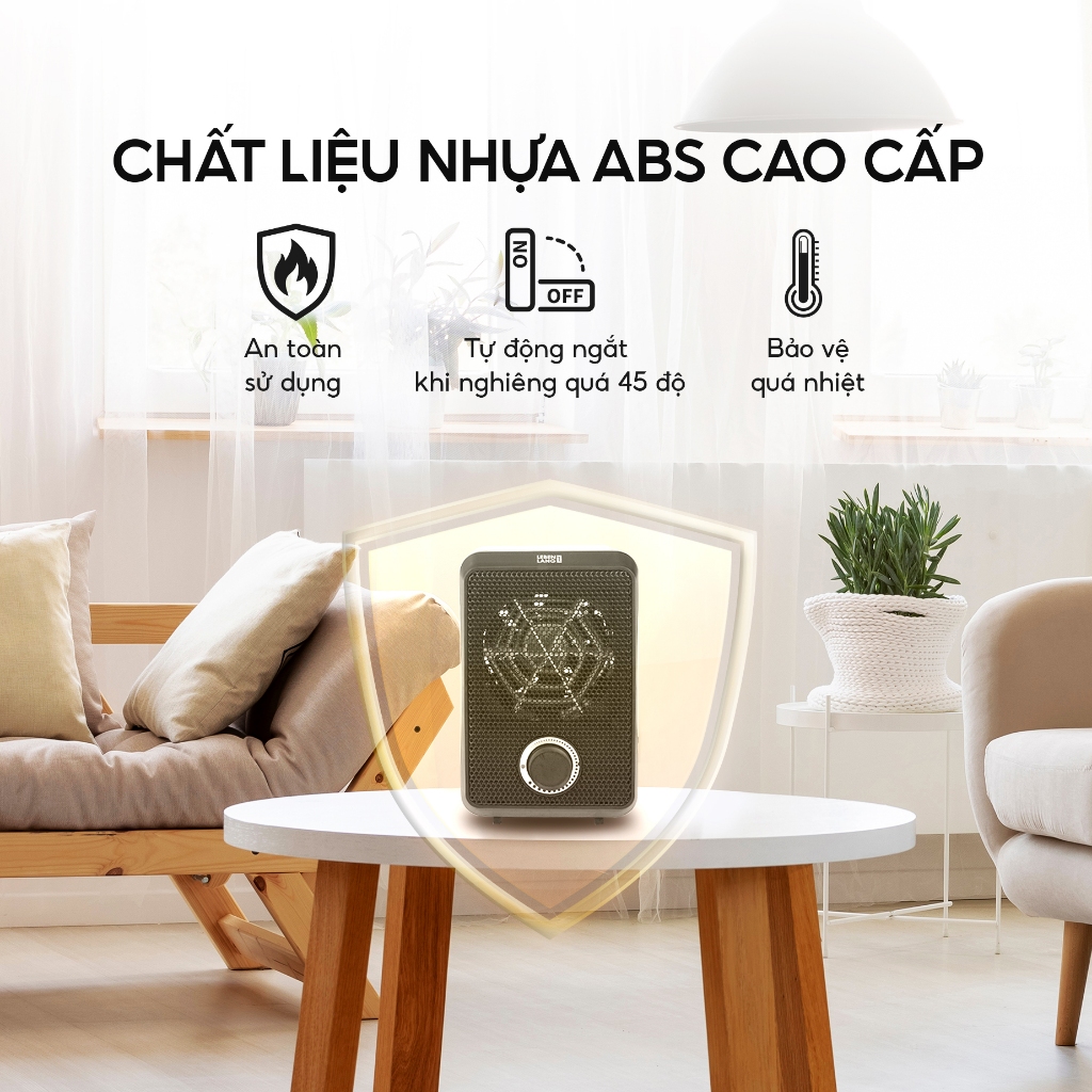 Máy sưởi mini để bàn Lebenlang LBL0276, công suất 600W, làm ấm góc rộng, nóng nhanh, nhỏ gọn tiện lợi - hàng chính hãng