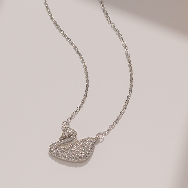 Dây chuyền bạc nữ thiên nga đính đá nữ tính Phuc Minh Jewelry