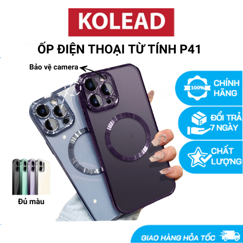Ốp Điện Thoại từ tính Silicon Trong Suốt KOLEAD P41 Có viền và Vòng Kim Loại Sang Trọng pro plus promax