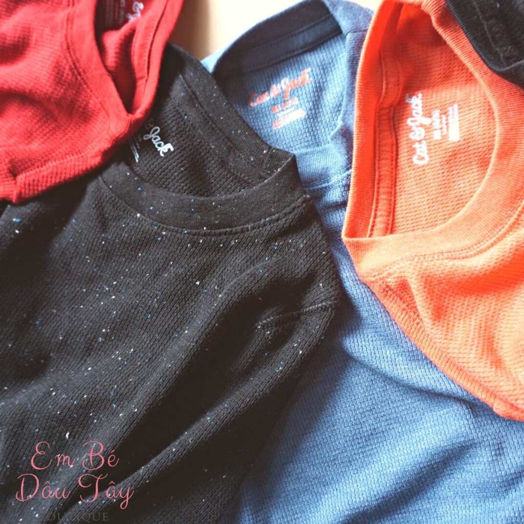 Áo thun dài tay bé trai 8-18kg chất thun tổ ong xịn đẹp C&J VNXK size 12M-5T, áo thu đông bé trai chất tổ ong