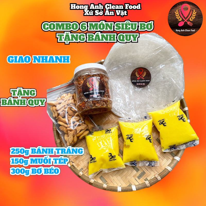 COMBO 6 MÓN BÁNH TRÁNG PHƠI SƯƠNG SIÊU BƠ MUỐI HÀNH PHI