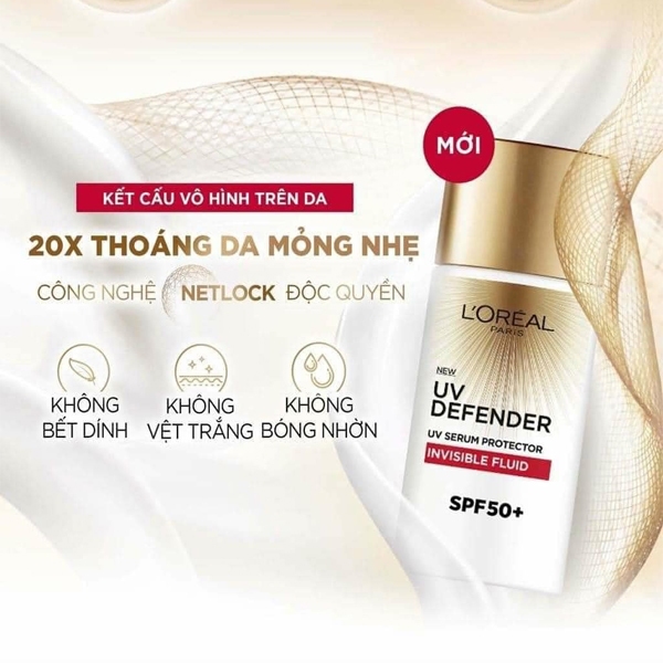 Kem chống nắng x20 thoáng da mỏng nhẹ L'O.real Paris UV Defender Serum 50ml SPF 50++
