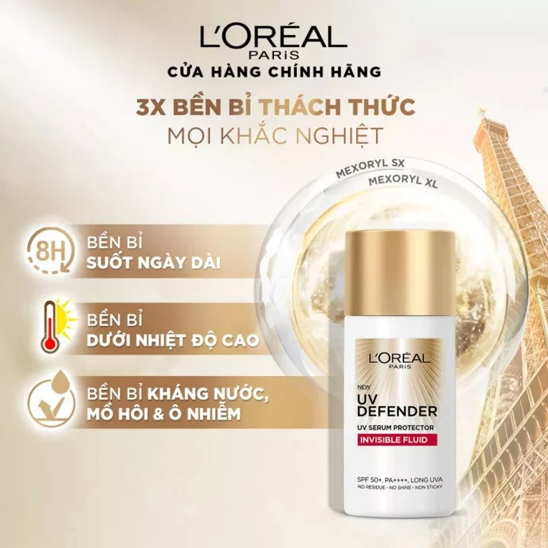 Kem chống nắng x20 thoáng da mỏng nhẹ L'O.real Paris UV Defender Serum 50ml SPF 50++