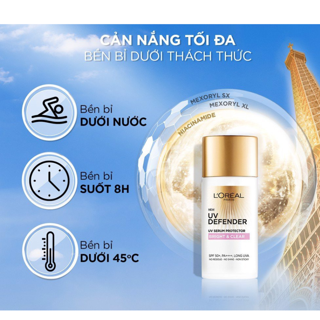 Kem chống nắng x20 thoáng da mỏng nhẹ L'O.real Paris UV Defender Serum 50ml SPF 50++