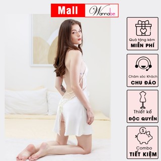 Váy ngủ nữ sexy WANNABE đầm ngủ lụa cut-out eo mông đan dây lưng x nóng bỏng tự do thắt mở dây DNS18