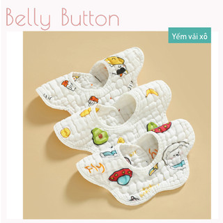 Yếm tròn vải xô muslin xoay 360 giữ ấm thấm dãi cho bé