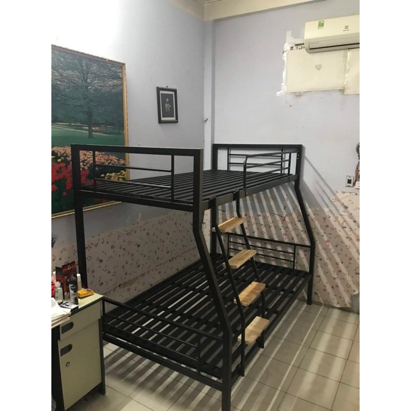 Giường sắt tầng hộp vuông 4x4 tầng trên 1m dưới 1m2 dài 2m