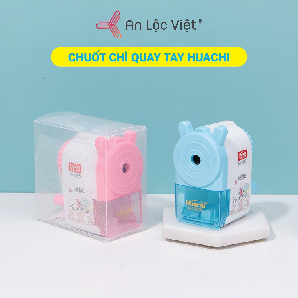Chuốt chì quay tay Huachi 2935 có tay cầm hình kute, xinh xắn cho bé