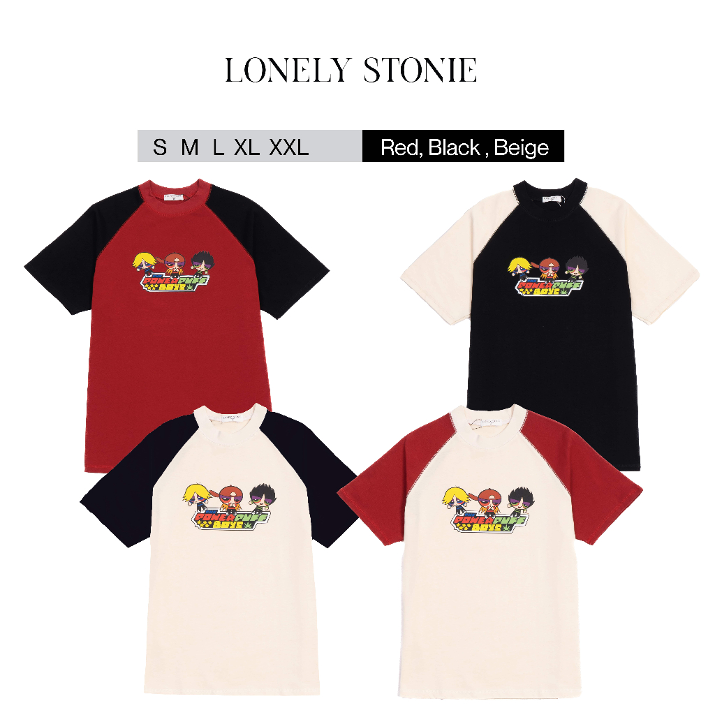 Áo Phông/ POWERPUFF BOY Màu Đỏ/Đen/Be - Chất Liệu Cotton Form Unisex Dáng Xuông Cho Nam