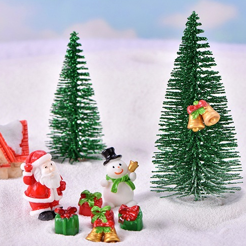 Mô hình Cây thông Noen đế gỗ phủ tuyết, cây thông trang trí giáng sinh