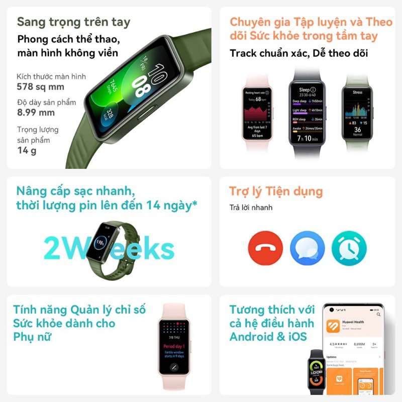 Vòng đeo tay thông mình Huawei band 8 / Mi band 7