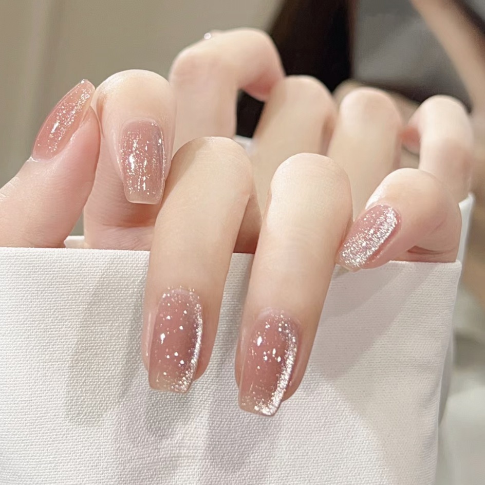 Móng Tay Giả Mắt Mèo Hin Nail Màu Nâu Đất Ombre Siêu Hot