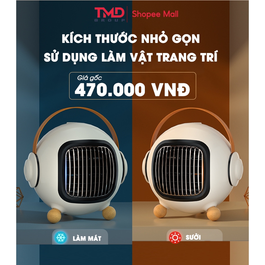 Máy sưởi mini để bàn TMD cao cấp 1300W - Công nghệ sưởi gốm PTC ceramic tích hợp điều khiển từ xa hẹn giờ |BH 6 tháng