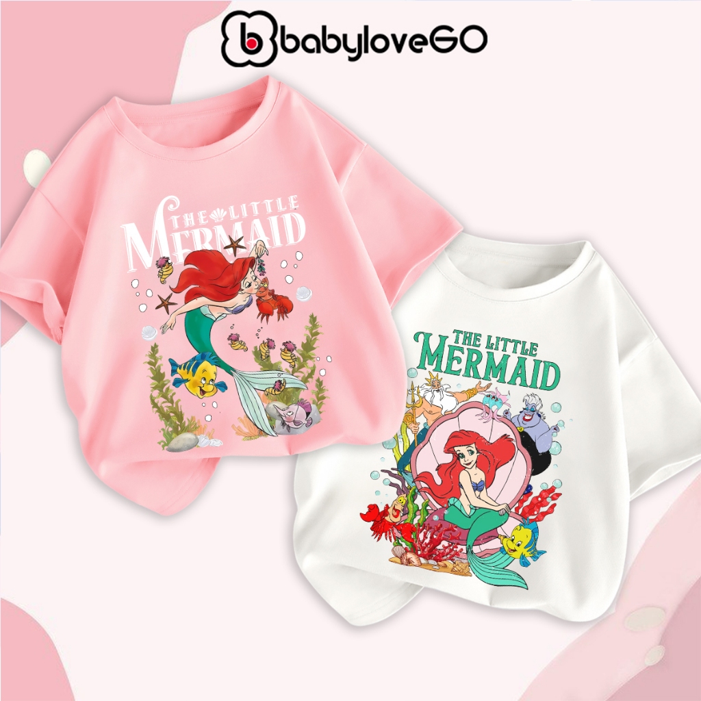 Áo thun bé gái BabyloveGO mẫu mới 2024 áo phông ngắn tay in hoạt hình cute cho bé