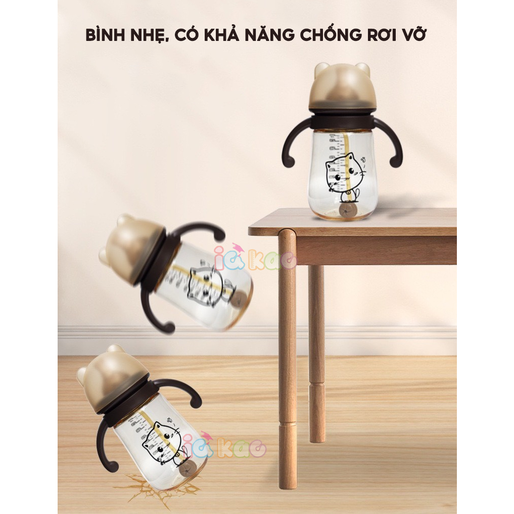 Bình sữa chống sặc cho bé IQ Kao Nhựa PPSU An toàn tuyệt đối 300ml cho trẻ uống sữa, nước