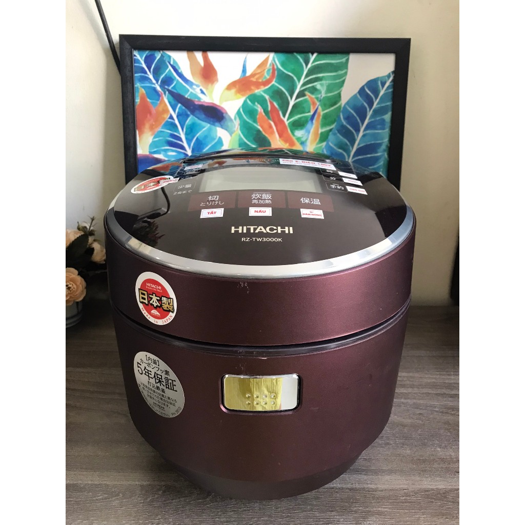 Nồi cơm VIP 1.0l Hitachi RZ-TW3000K Cao tần Áp suất Steam cut  màu nâu bản đẹp, màn LED, Made in Japan