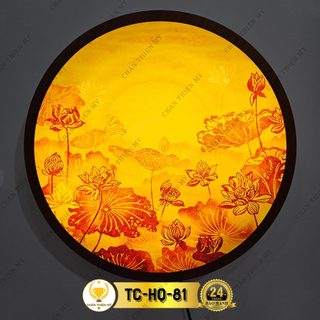 Đèn hào quang trúc chỉ in hoa sen thờ phật, trang trí bàn thờ, treo tượng phật tc-hq-81