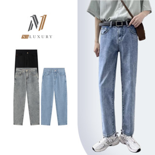 Quần jean nam baggy ống suông rộng dáng đứng vải jeans bò xanh phom xuông cao cấp N1 LUXURY hottrend 2023