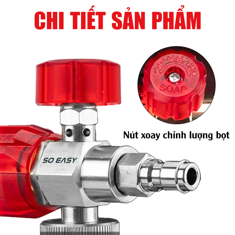 Bình tạo bọt tuyết So Easy chuyên nghiệp nhựa PA xanh trong suốt, 1 lít chỉnh tia C0004-48, tặng khớp nối nhanh