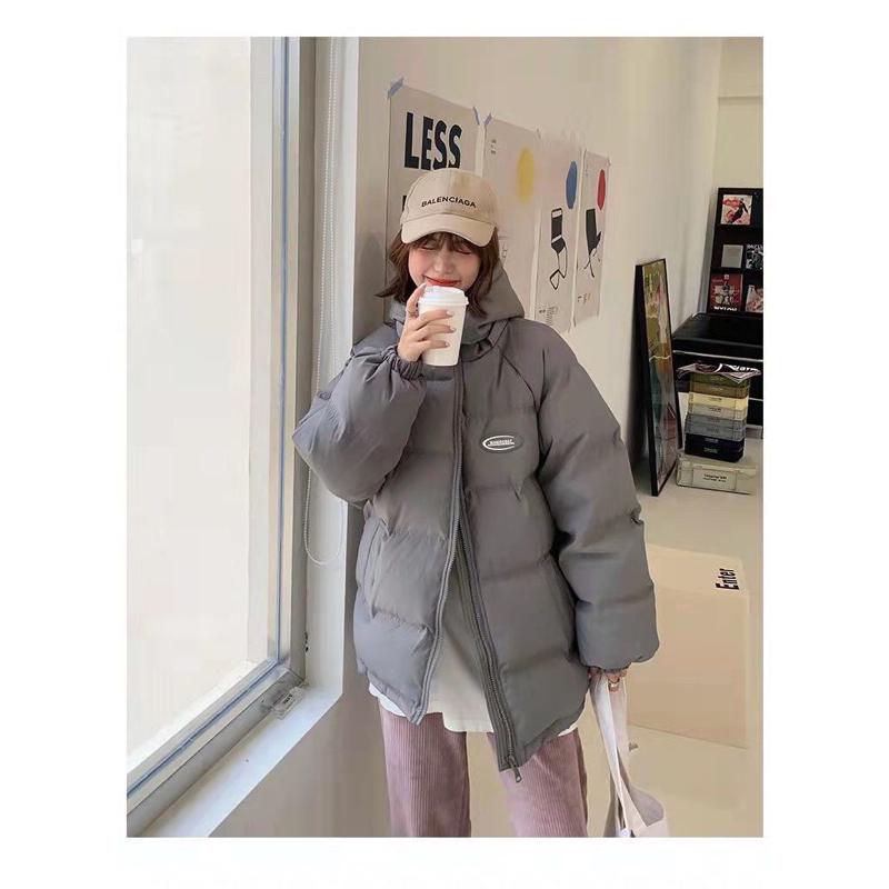 Áo khoác phao  béo  logo tròn mặc  nam nữ  mặc  được from rộng