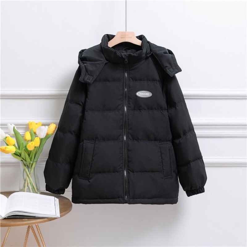 Áo khoác phao  béo  logo tròn mặc  nam nữ  mặc  được from rộng