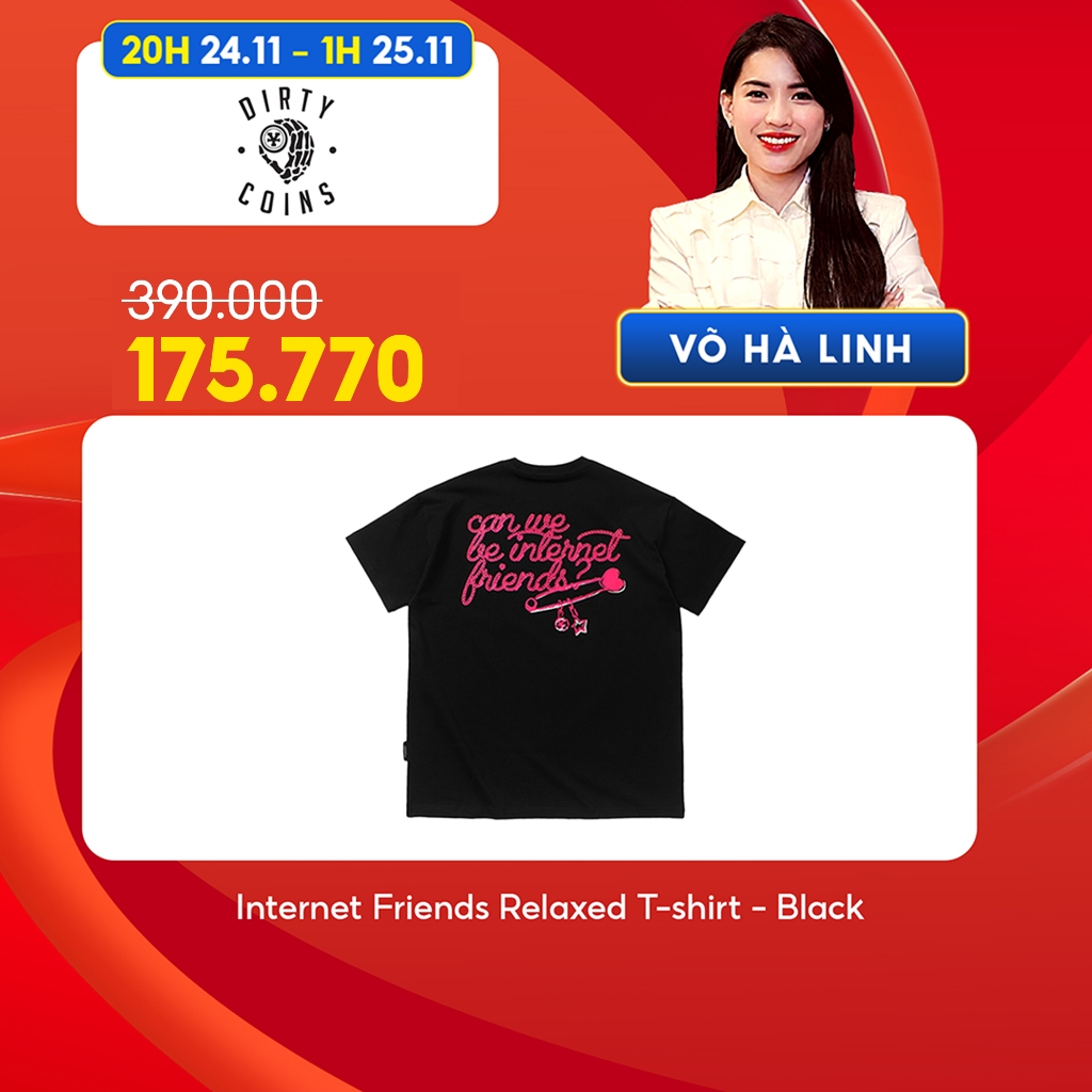 [ Chỉ còn 175,770 sau khi áp voucher ]Áo Thun DirtyCoins Internet Friends Relaxed T-shirt - Black