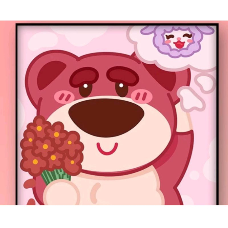 Tranh tô màu số hoá tô màu có khung,hoa hồng, cặp đôi, Doraemon, phong cảnh, gấu dâu 20*20cm