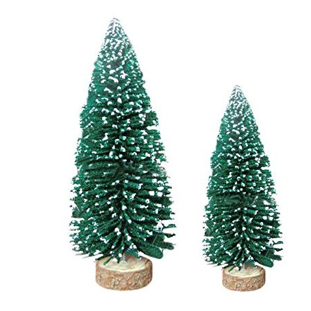 Mô hình Cây thông Noen đế gỗ phủ tuyết, cây thông trang trí giáng sinh