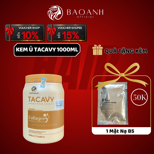 Kem Hấp Dầu Hấp Ủ Tóc Tacavy Collagen 1000ML Phục Hồi Tóc Hư Tổn, Dưỡng Tóc Siêu Mềm Mượt - LS
