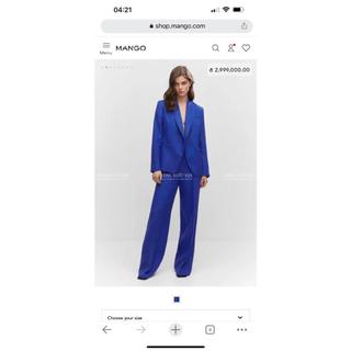 Áo vest nữ MNG xanh dương hàng xuất dư xịn vải linen mềm đẹp