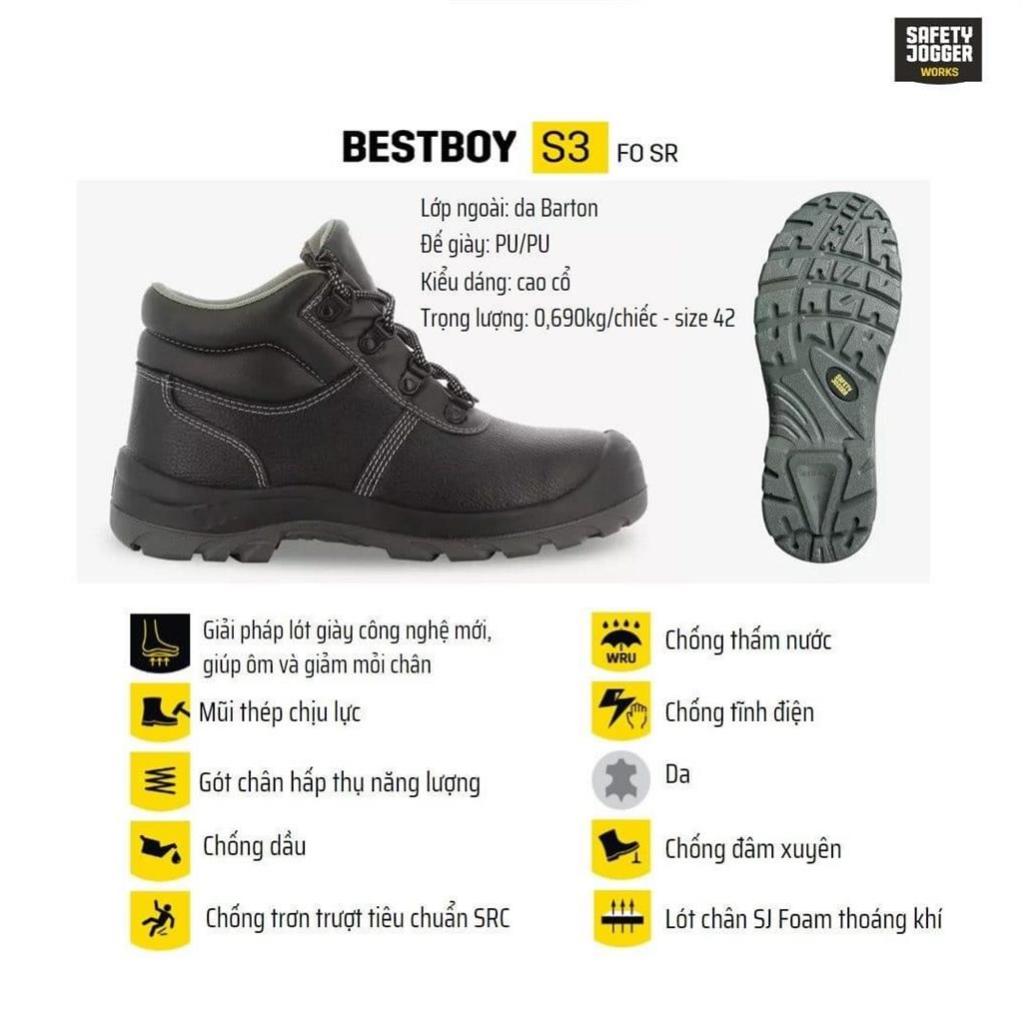 Giày bảo hộ cao cổ Safety Jogger Bestboy S3  đế và mũi lót thép chống đinh đâm xuyên