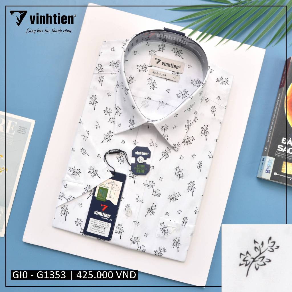 Áo Sơ Mi Ngắn Tay Size Đại 2XL(Từ 92-Hơn 100Kg) Vải Bamboo Vạt Ngang Form Regular Vĩnh Tiến 425