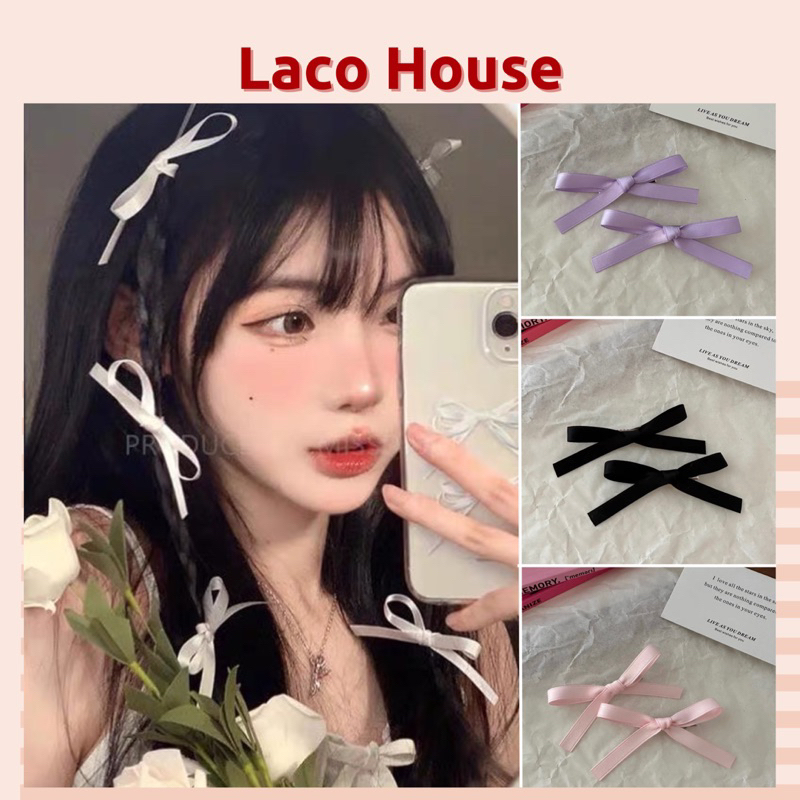 Kẹp tóc nữ đính nơ dễ thương phong cách Jennie Black Pink 🎀 J156