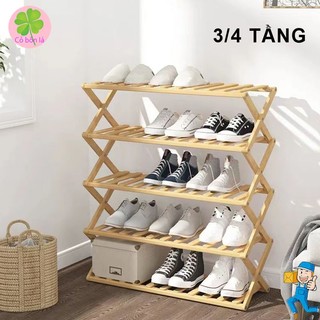 Kệ Để Giày Dép Nhiều Tầng Gỗ Tre, Gấp Xếp Gọn Nhẹ, Kệ Không Cần Lắp Ráp Cho Gia Đình, Chắc Và Bền