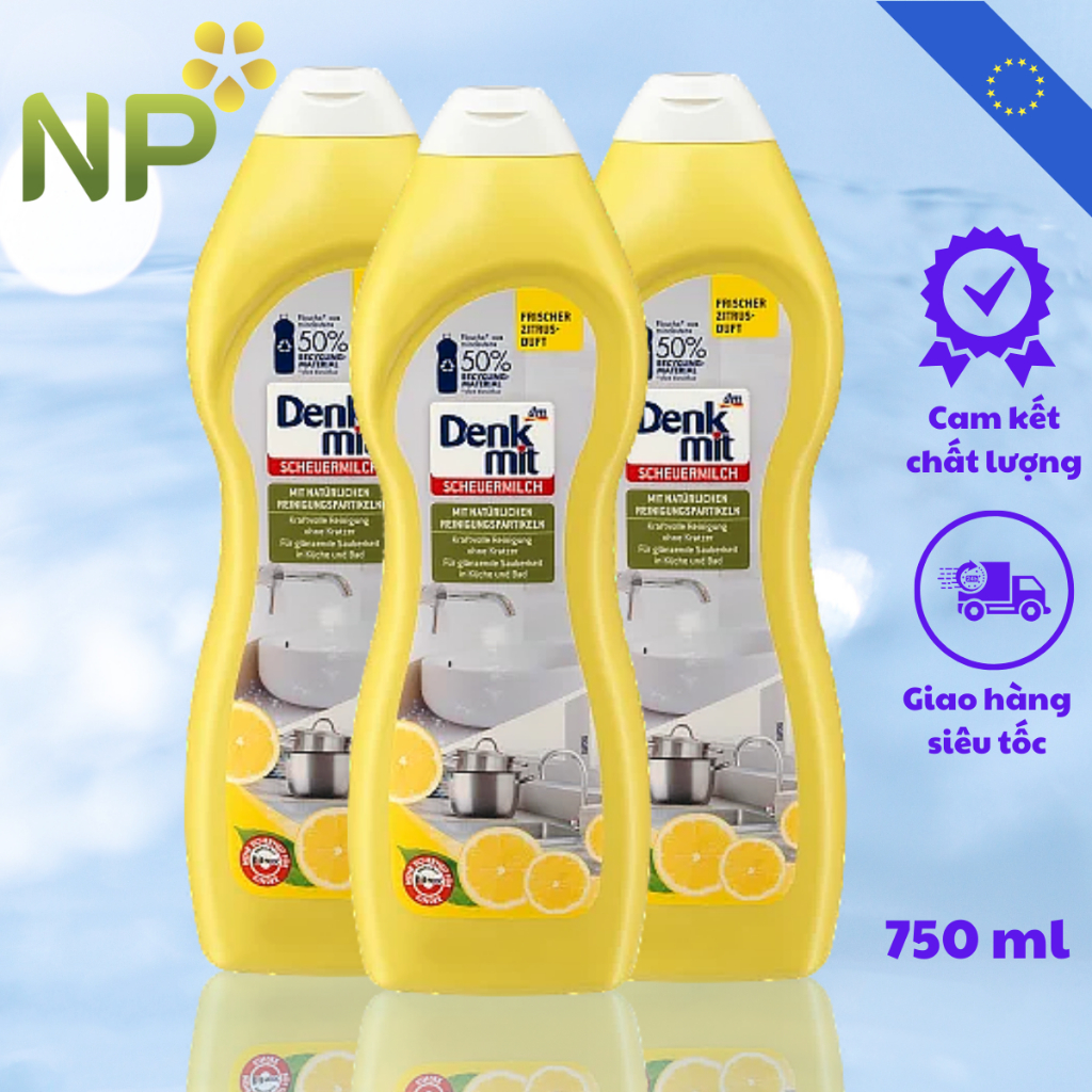 Chai dung dịch tẩy rửa đa năng Denkmit chai 750ml tẩy rửa inox, bồn rửa, lavabo làm sạch vết ố, oxi hóa xoong nồi inox