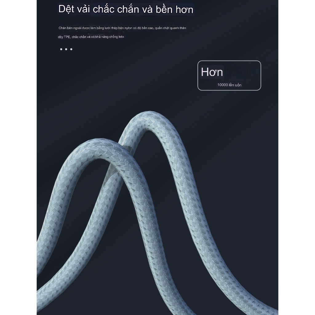 Dây cáp sạc bện dù 120W cho các dòng điện thoại, máy tính bảng, tai nghe bluetooth