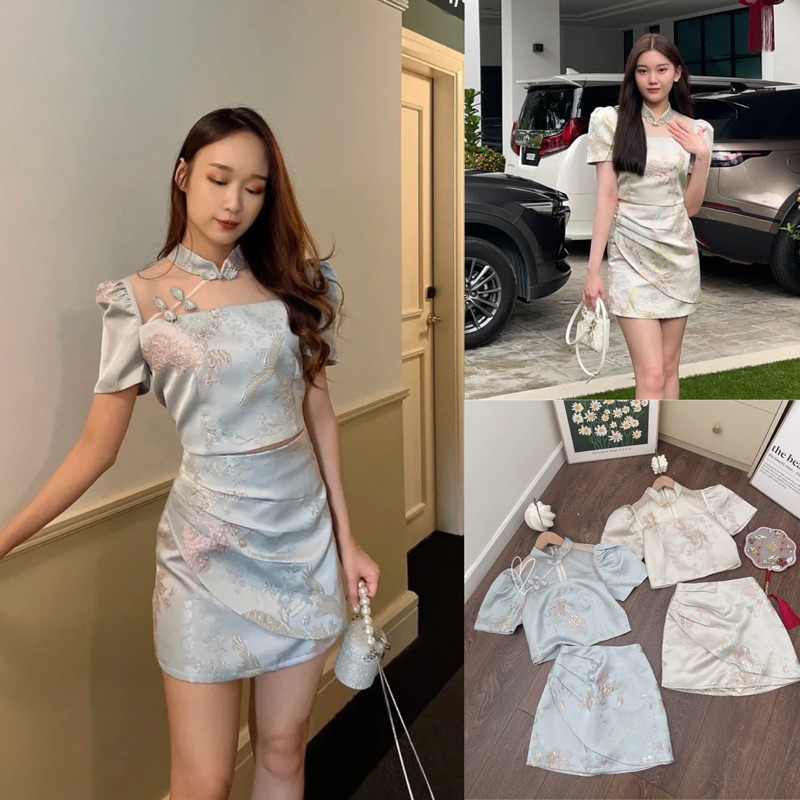 SET ÁO REN TRẮNG TAY PHỒNG SHORT