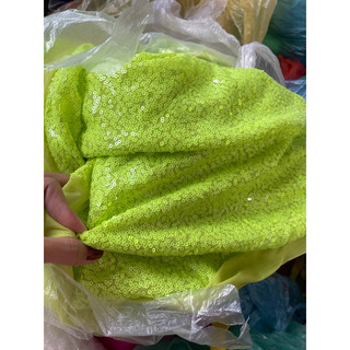 Vải kim sa màu xanh neon