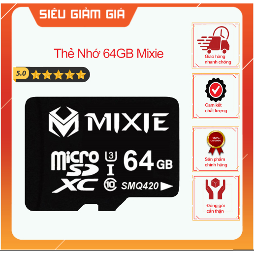 Thẻ Nhớ 32GB Mixie VÀ 64GB Chuyên Dụng Cho Camera IMOU, Điện Thoại, Camera Hành Trình Chính Hãng
