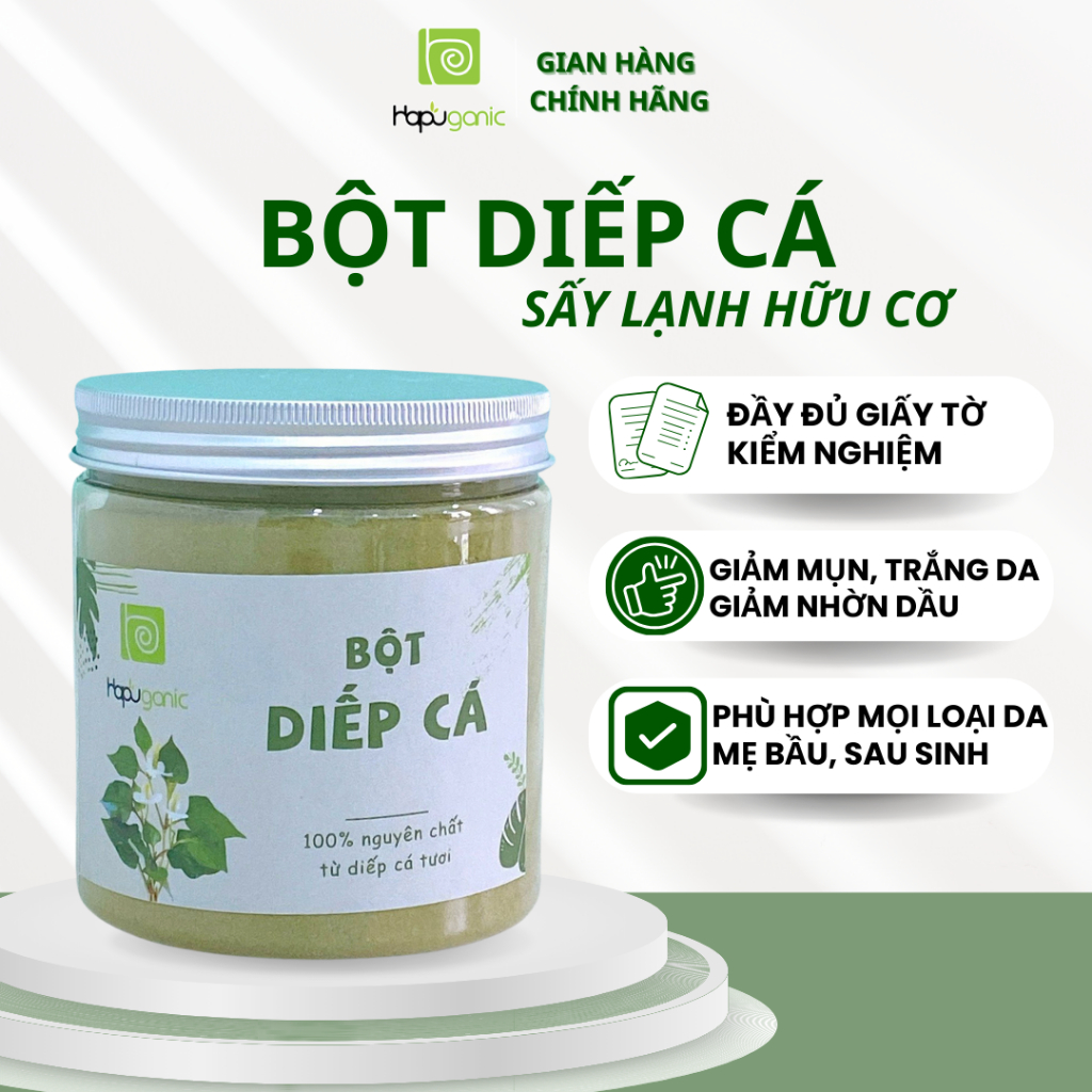 Bột Diếp Cá Sấy Lạnh Nguyên Chất Mặt Nạ Bột Giảm Mụn, Trắng Da Giảm Thâm Hapuganic 500g