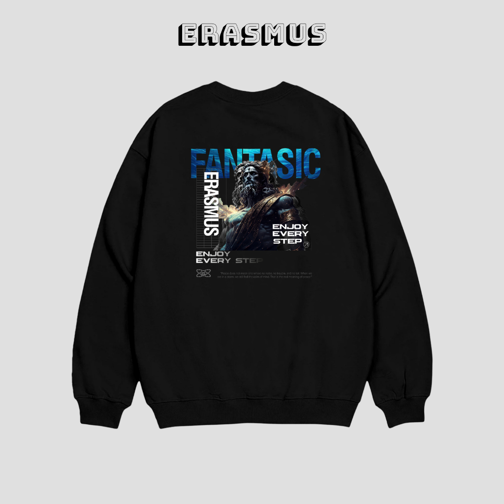 Áo Sweater Nam Nữ Erasmus Zeus Nỉ Chân Cua Cotton 100%